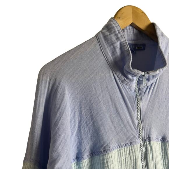 Paradised Blue Colorblock Long Sleeve Sporty Zip Up Jumpsuit Size Medium - Picture 7 of 16